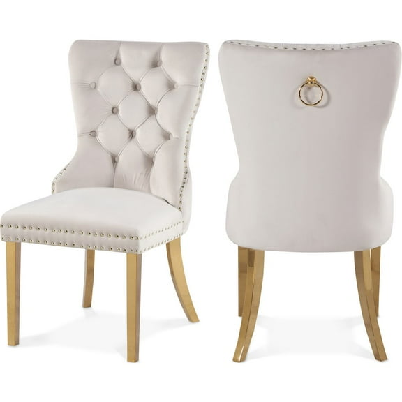 Meridian Furniture Carmen Cream Velvet Dining Chairs (Set of 2)