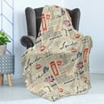 thumbnail image 4 of Tea Party Soft Flannel Fleece Throw Blanket, London Newspaper Inspired Background with Grunge Elements Kiss Marks, Cozy Plush for Indoor and Outdoor Use, 50" x 60", Beige Navy Blue Red, by Ambesonne, 4 of 5