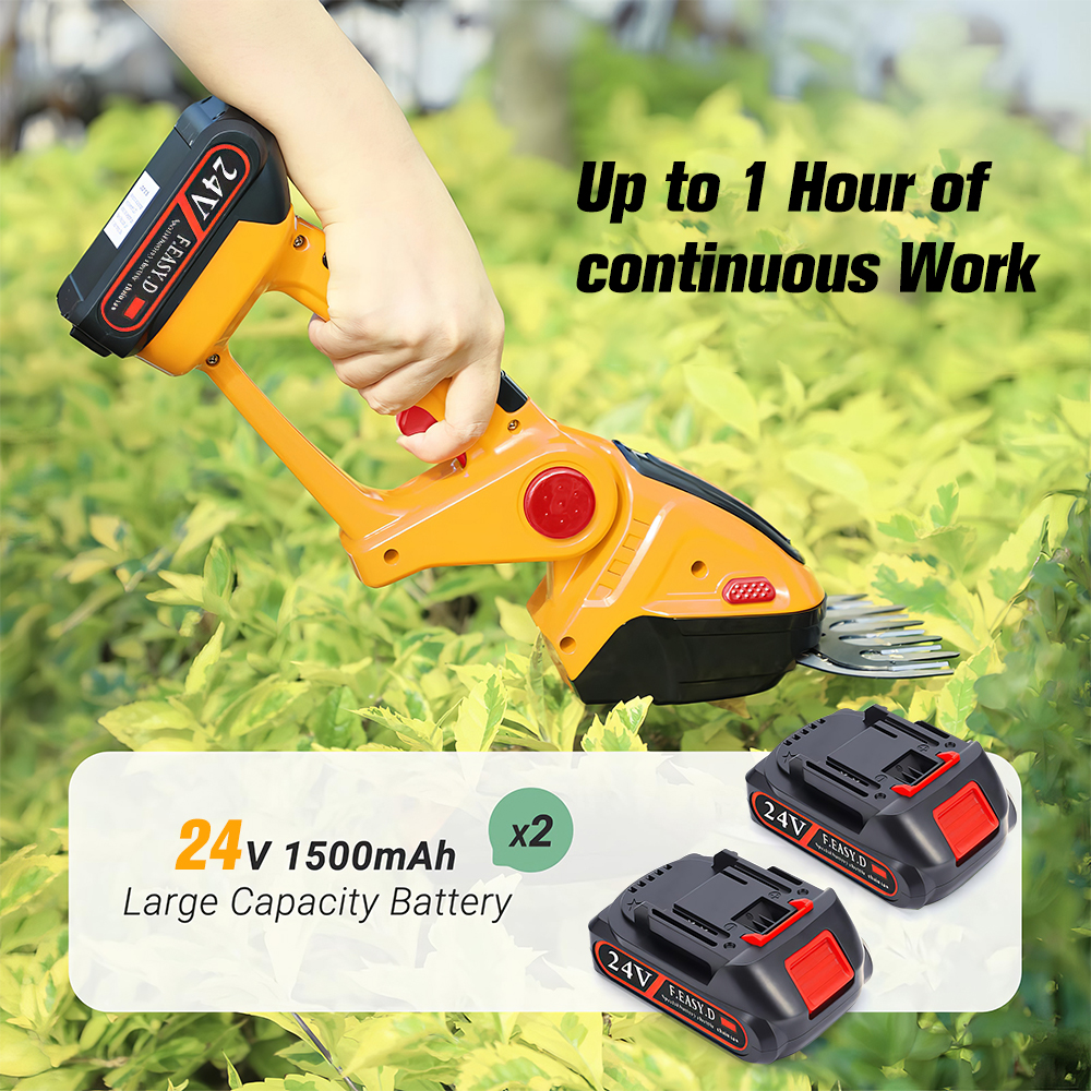 PEPWELL Cordless Grass Shear & Shrubbery Trimmer, 2-in-1 Electric Shrub Trimmer Grass Shears Handheld Grass Cutter, Hedge Shear with 2 PCS Rechargeable Battery and Charger for Garden, Lawn