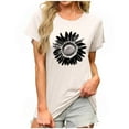 thumbnail image 3 of Fartey Women Short Sleeve Tops Summer Going Out Tees Funny Floral Print Crew Neck T Shirts Comfy Breathable Cotton Tshirt Loose Casual Holiday Blouses Beige M, 3 of 7