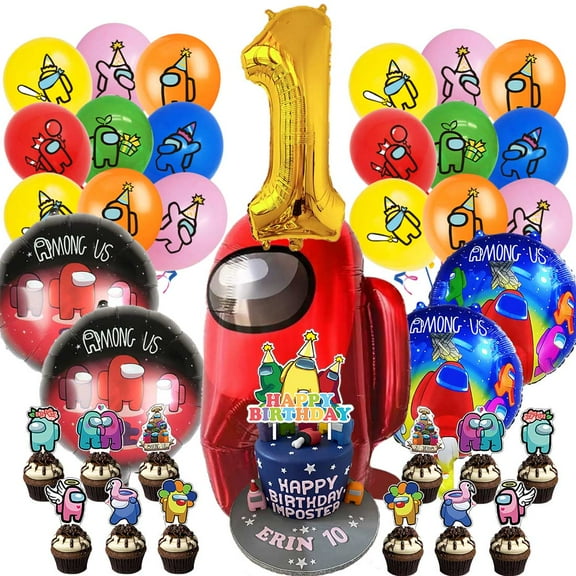 Among Us Party Supplies 1st Decor Kit Balloons Birthday Cake Topper Decorations