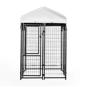 KennelMaster Welded Wire Dog Kennel, Indoor & Outdoor Use, Waterproof Cover Included, Black, 4 ft x 4 ft x 6ft