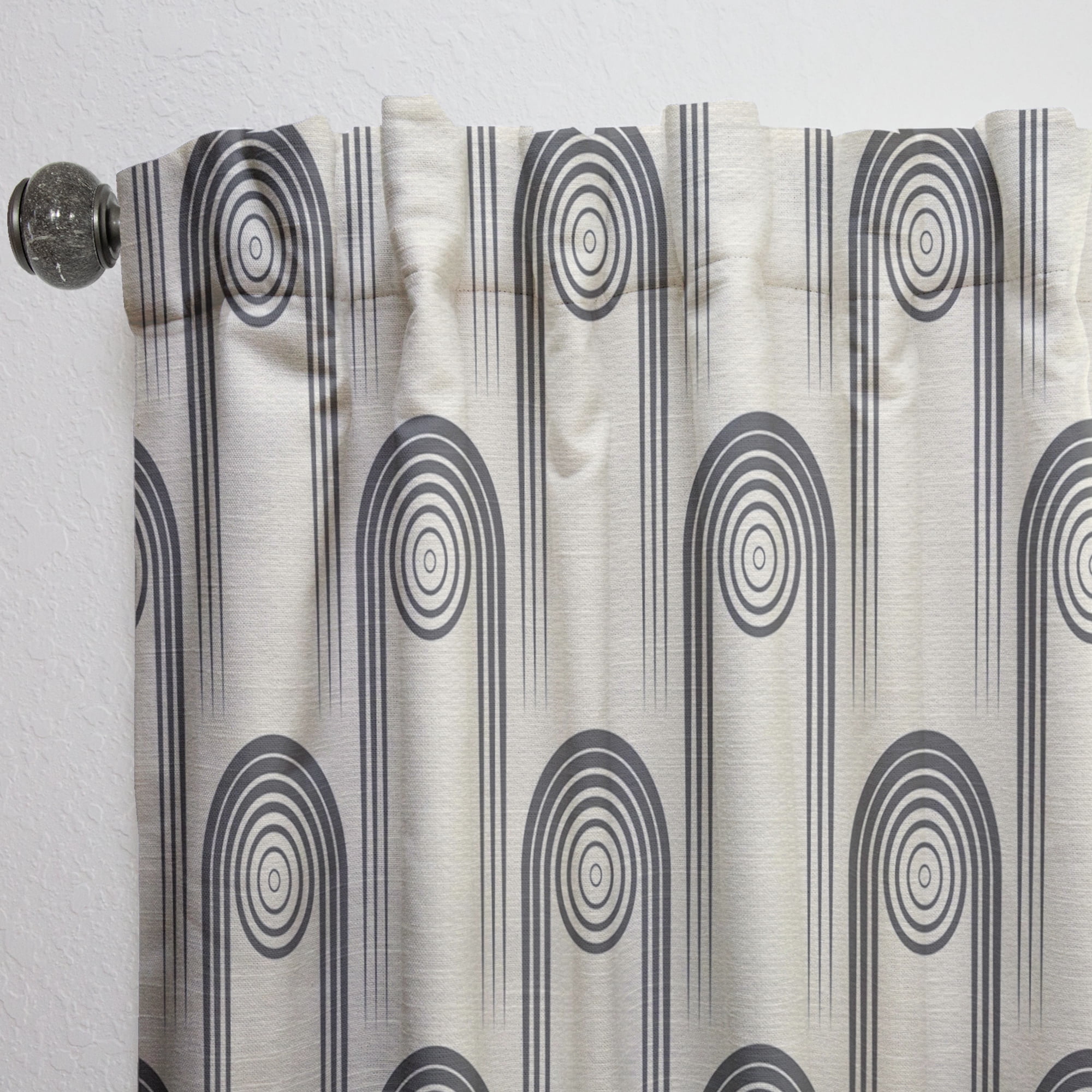 Designart 'Minimal Geometric Retro Curved Ornament II' Mid-Century Modern Curtain Panel