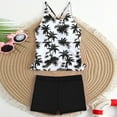 thumbnail image 5 of vigerkar Girls Swimsuit Two Piece Girls Tropical Printed Tankini Swimsuit with Shorts Adjustable Bathing Suit Swimwear 7-13T (Black, 11-12 Years), 5 of 8