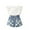 White, variant on Uxgjfwu Fashion Girls Outfits Casual Short Sleeve Shirts Shorts Jeans Sets Round Neck Tops Jeans Clothing Sets