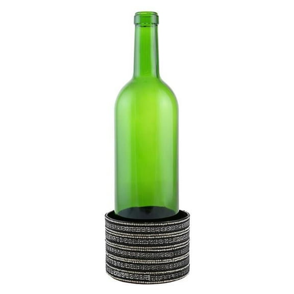 Three Star YC3080 Silver & Black Crystal Strips Decorated Wine Coaster