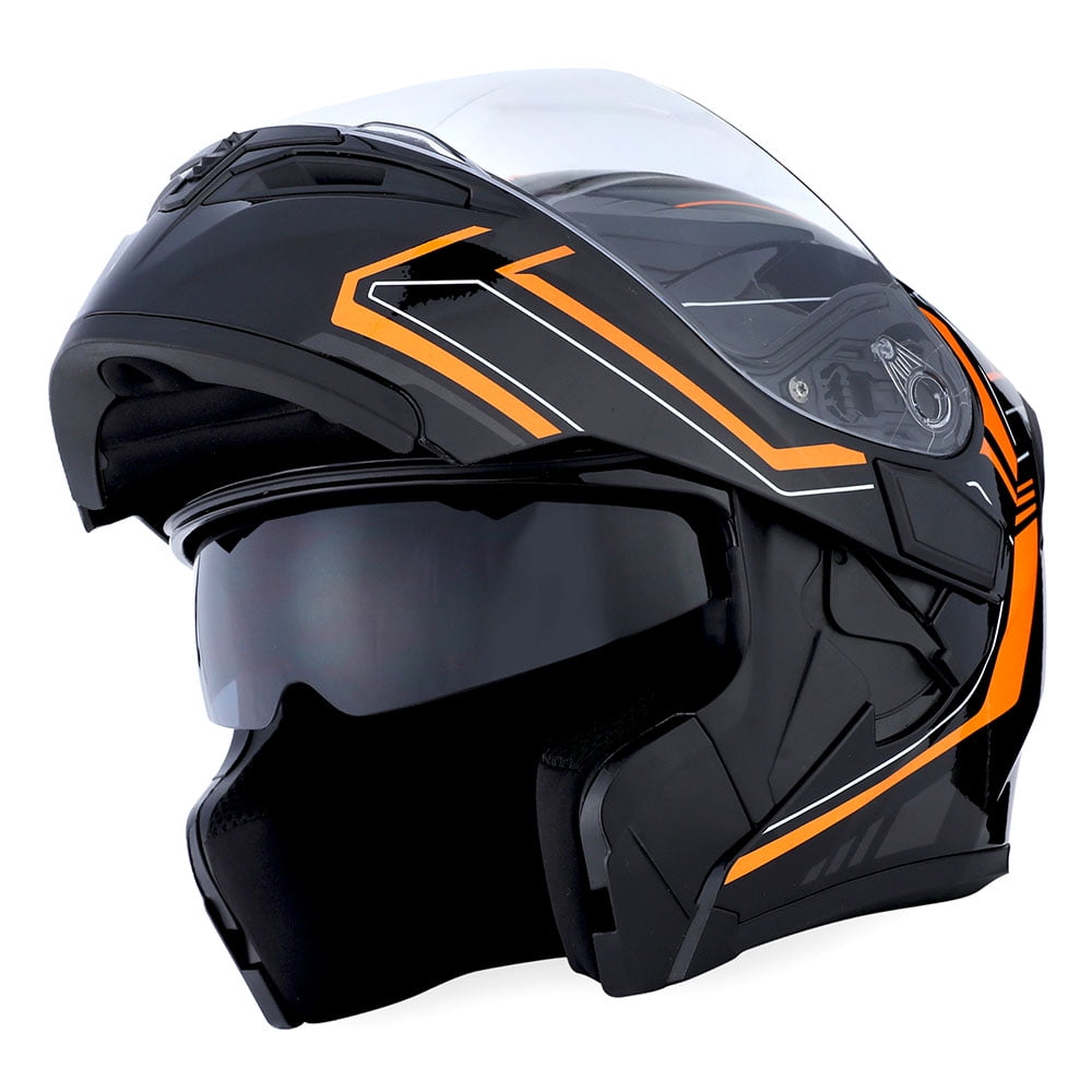 1Storm Motorcycle Street Bike Modular Flip up Dual Visor Full Face