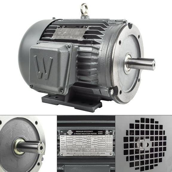 5 HP 3 Phase Electric Motor C-Face 3600 RPM 184TC TEFC 230/460 Volt Severe Duty