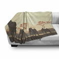 thumbnail image 3 of Africa Soft Flannel Fleece Throw Blanket, Wildlife Safari Big Animalin Forest with Lake Nature Scene, Cozy Plush for Indoor and Outdoor Use, 50" x 60", Pale Yellow Brown, by Ambesonne, 3 of 6