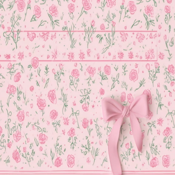 Boho Peel and Stick Wallpaper Delicate Pink Rose Floral Bow Design Contact Paper 17.7in x 9.8ft Wallpaper Removable Self Adhesive Wall Paper for Girls Bedroom Nursery Cabinets