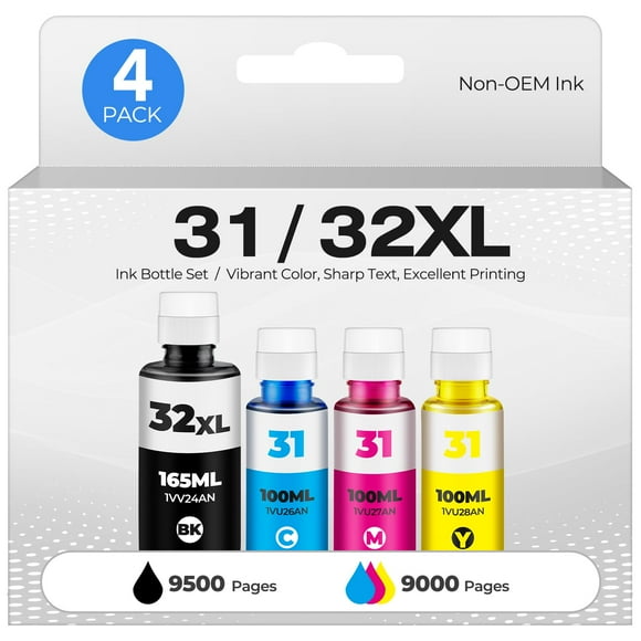 32XL Black Ink Bottle Set 31 Ink for Smart Tank 7602 6001 5101 651 Ink Refill Compatible with HP 31 Ink 32XL Black Ink Bottle Set for Smart Tank 5101 7602 5000 651 5103