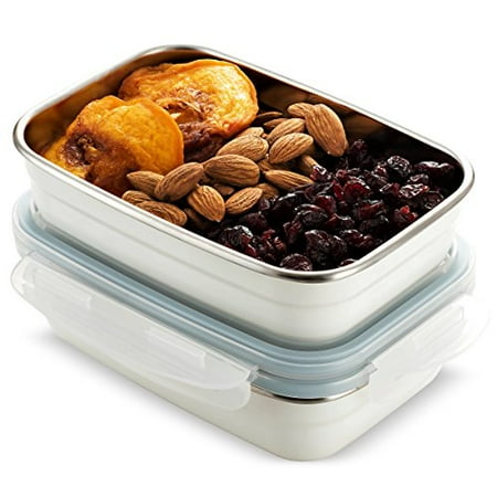 - Komax Stenkips Stainless Steel Food Storage Lunch Container 18.9oz. (set of 2) - Airtight, Leakproof With Locking Lids - BPA Free Plastic - Freezer and Dishwasher Safe