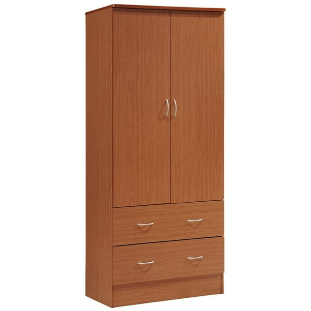 Hodedah 2 Door Armoire with 2 Drawers Clothing Rod and Mirror in Chocolate  Wood, 1 - Fry's Food Stores