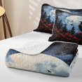 thumbnail image 4 of Feelyou Spooky Raven Rose Twin Quilt Set, Hippie Pine Tree Moon Twin Coverlet Set, Blue Red, 2pcs, 1 Comforter and 1 Pillowcase, 4 of 7