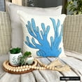 thumbnail image 3 of Toss Pillow Cover, Aqua Blue Zippered Throw Pillow Covers 16x16 inch (40x40 cm), Linen Pillow Covers, Sea Creatures, Coral, Beaded, Beach Style Pillow Cover&nbsp; - Coral Treasure, 3 of 10