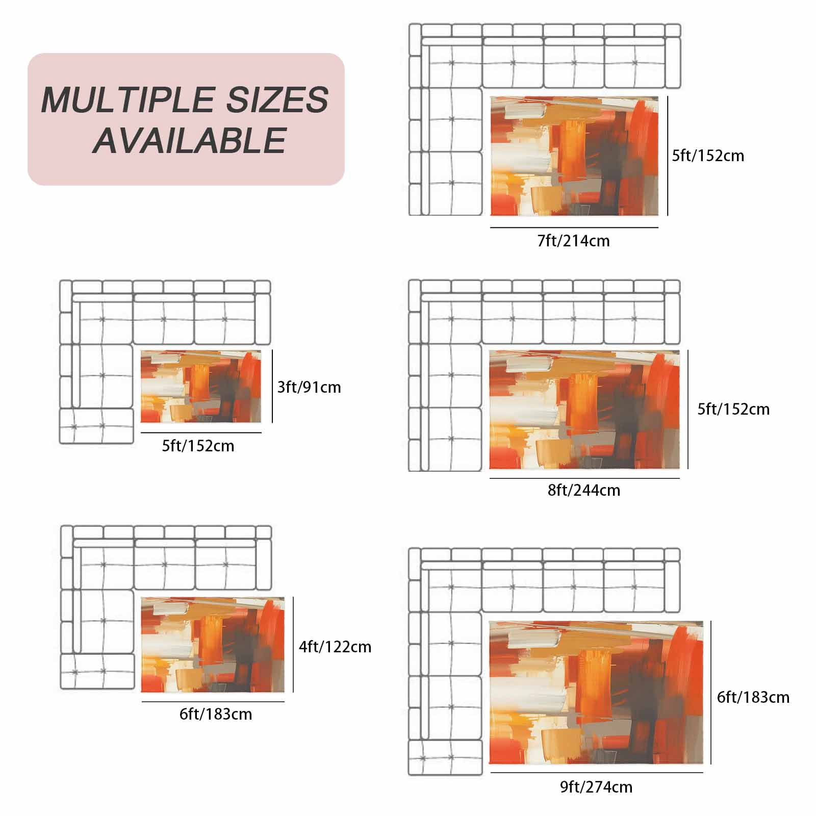 Burnt Orange Brown Outdoor Rug 4x6 Ft, Non Slip Washable Area Rug, Farmhouse Ombre Abstract Mottled Art Patio Rugs Carpet Runner, Large Floor Mat for Indoor/Outdoor Deck Porch Camping