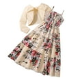 thumbnail image 2 of Toddler Dress Teen Kids Girls Spring Summer Floral Print Long Dress with Long Sleeve Solid Cardigan 2 Piece Set Toddler Dresses White 11 Years-12 Years, 2 of 7