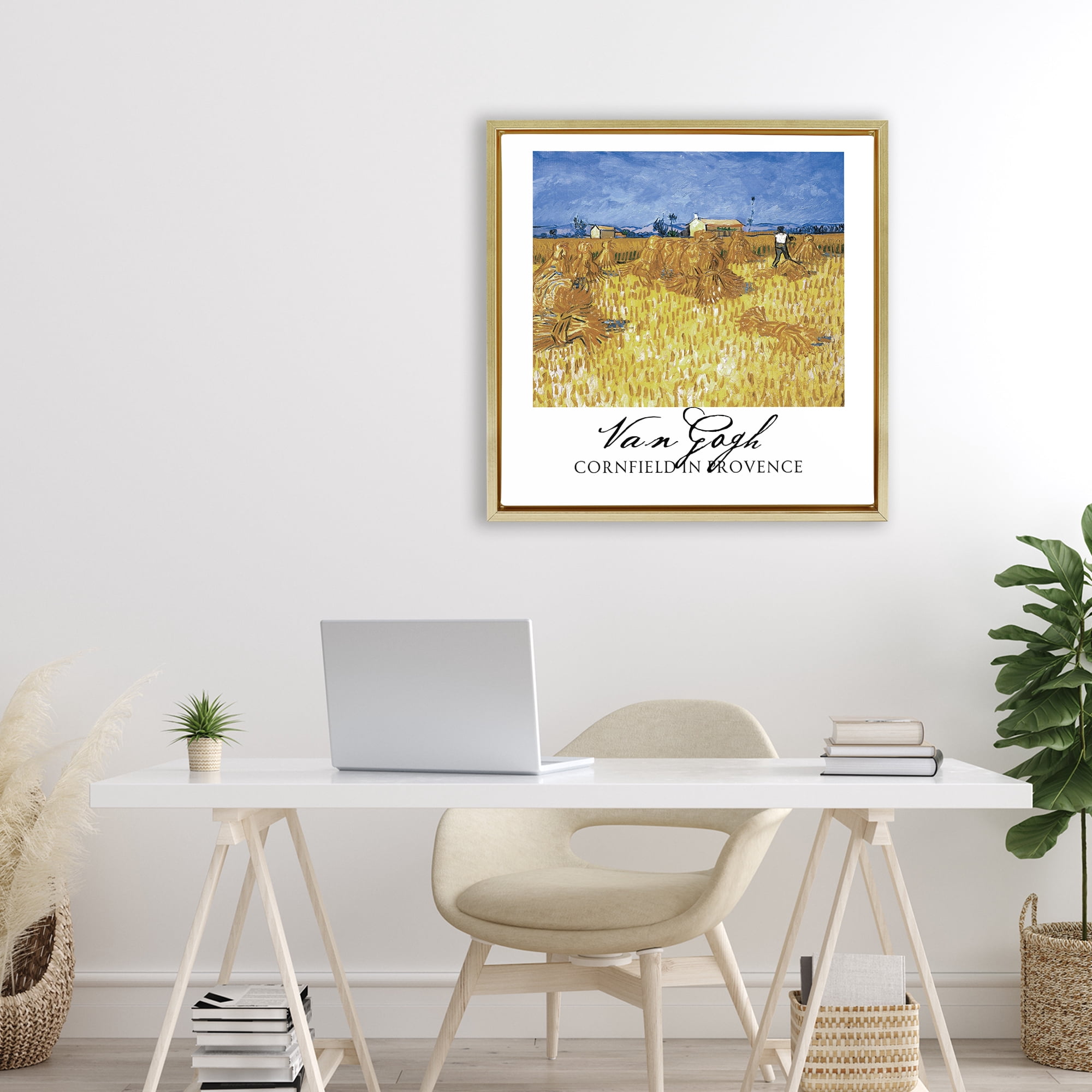 Stupell Industries Van Gogh Cornfield Provence Gold Framed Floater Canvas Wall Art, design by Vintage Hustle
