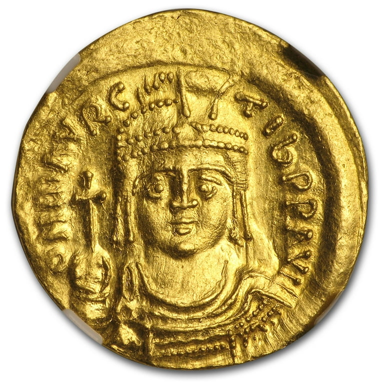Byzantine Gold Solidus Maurice Tiberius (582-602 AD) MS NGC