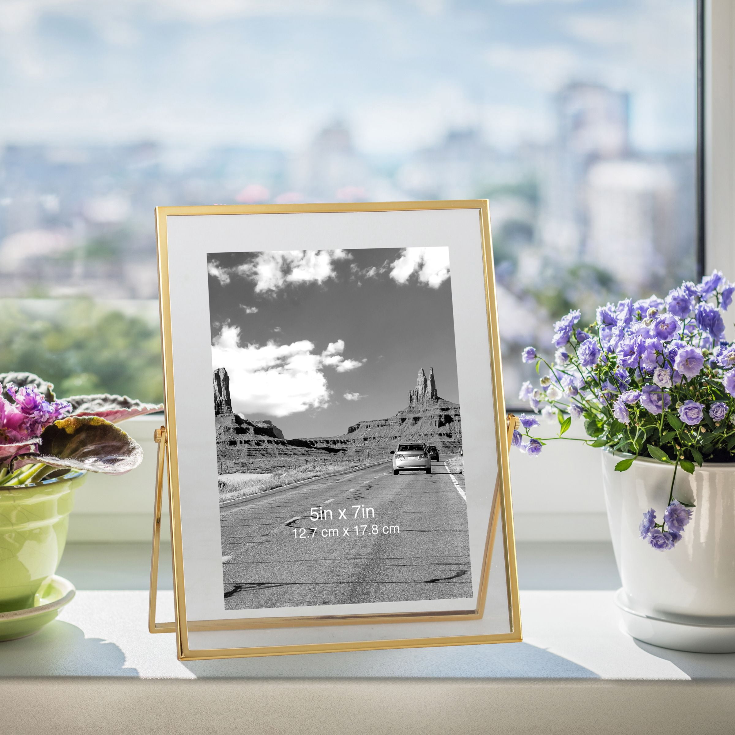 Better Homes & Gardens 5" x 7" Rectangle Metal Tabletop Floating Picture Frame, Gold