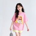 thumbnail image 5 of Ulitacool Tops For Girls Summer Short Sleeve O Neck Cartoon Prints Tee 4-5 Years Pink, 5 of 8