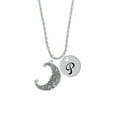 thumbnail image 2 of Delight Jewelry Silvertone Large Swirl Man in Moon Silvertone Script Initial Disc - P - Charm Necklace, 20"+3", 2 of 4