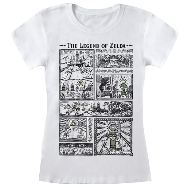 Nintendo - Camiseta Dibujos de Legend Of Zelda para Adultos Unisex (Blanco)