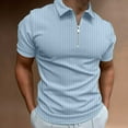 thumbnail image 2 of Dagegui Men's Short Sleeve Shirt 1/4 Zip Up Business Casual Tops Ribbed Workout Tee Shirts Solid Color Golf Pullover Tshirt Blouse Light Blue,L, 2 of 7