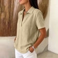 thumbnail image 5 of Women's Casual Loose Plain V-Neck Pullover Top for Everyday Wear, 5 of 7