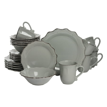 

10 Strawberry Street Oxford 24 Piece Stoneware Dinnerware Set Gray