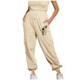 thumbnail image 2 of Women's Sweatpants Up to 35% off!Wide Leg High Waist Loose Flare Sweatpants Fashion Fitness Sports Loose Elastic Waist Long Sweatpants Drawstring Sports Joggers Solid Color, 2 of 5