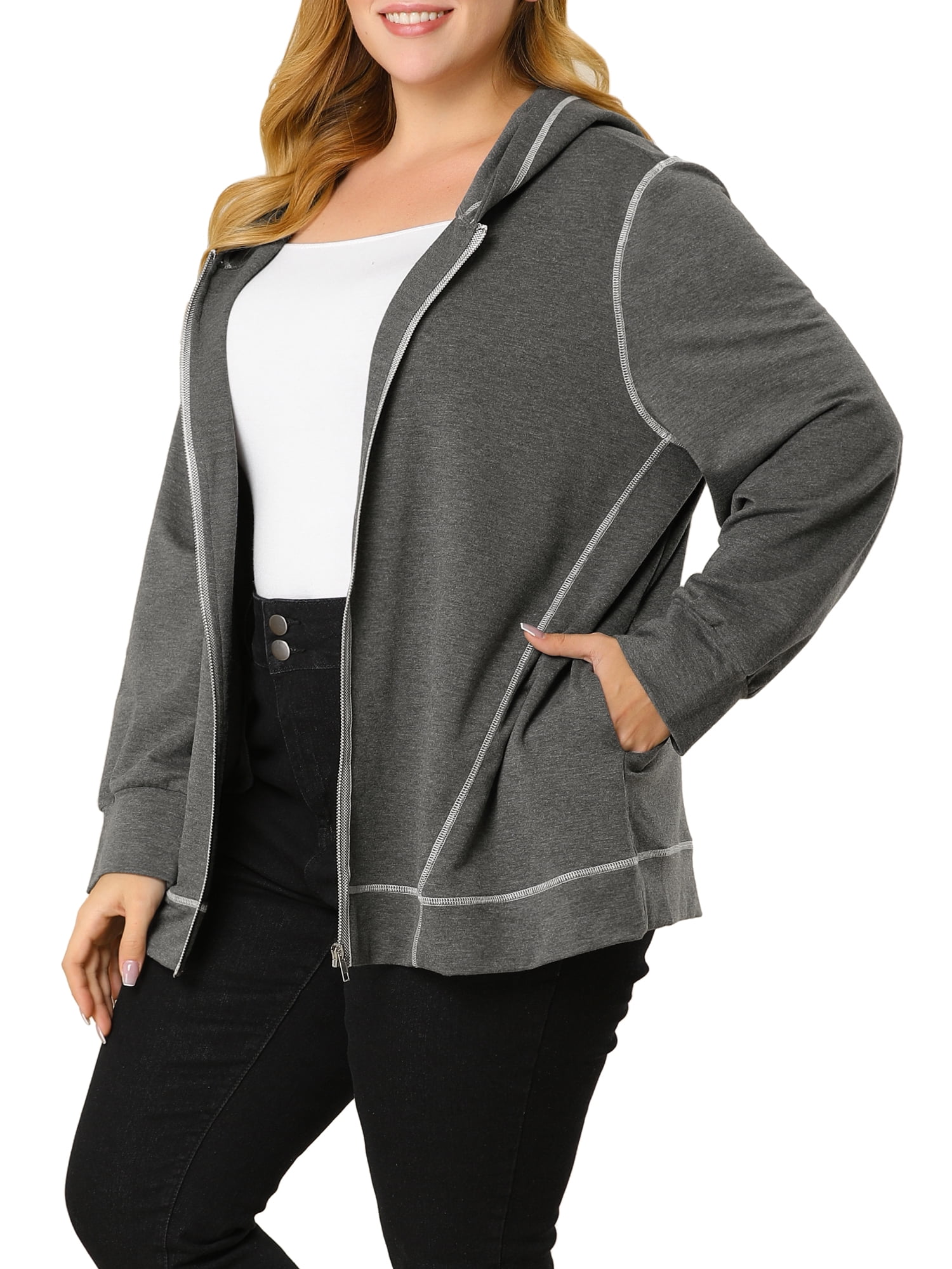 Plus Size Fleece Jacket Zip Front 