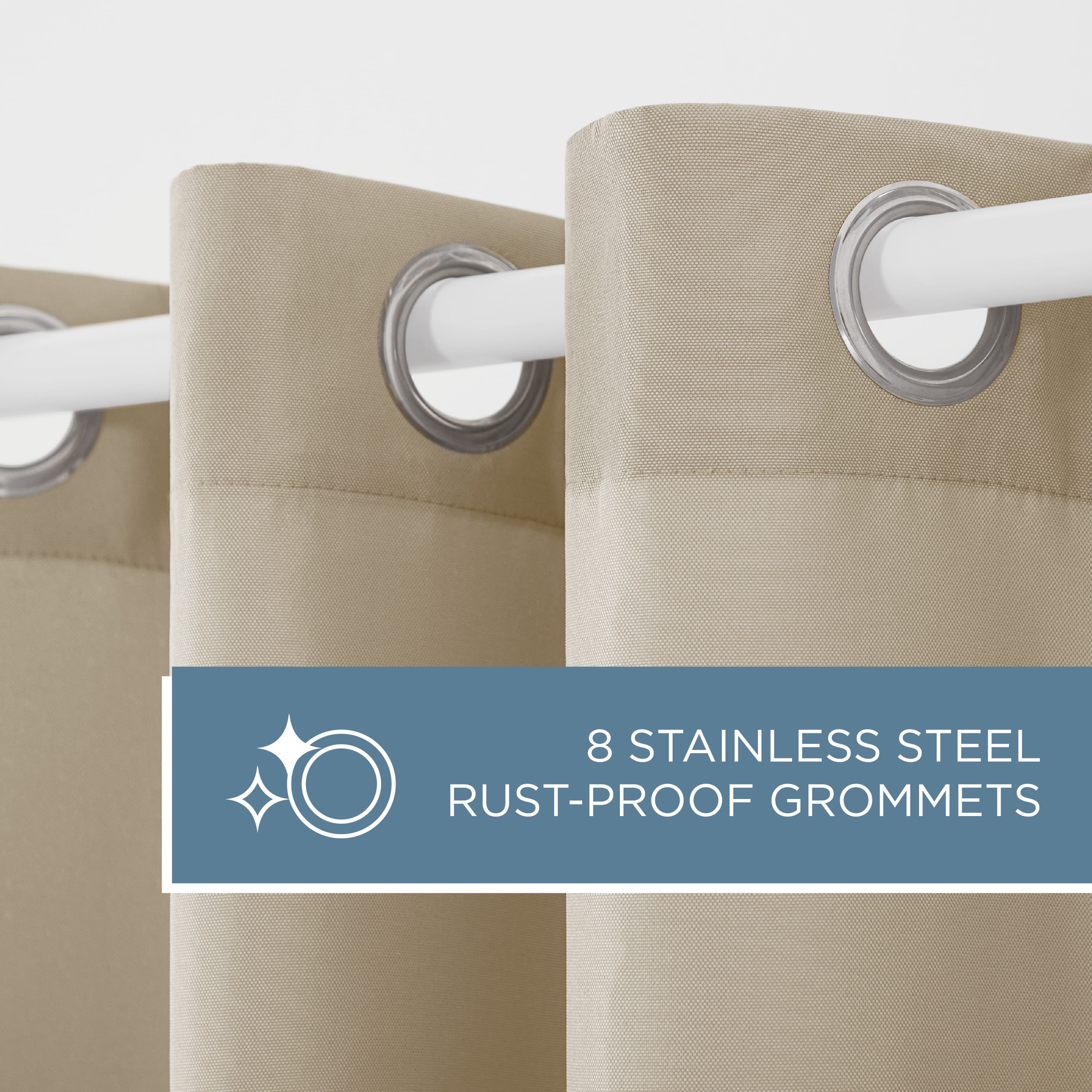 TOWN & COUNTRY BASICS Cabana Solid Heavyweight Indoor Outdoor Curtains, Light Filtering Opacity with Grommet Top, Water Repellent, 2-Pack Set, 54"x63", Taupe