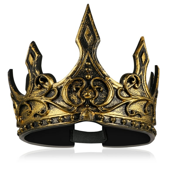 Foxnovo Crown 3D Royal Medieval Crown Golden Pu Foam 1Pcs for Cosplay Special Occasions
