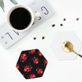 thumbnail image 4 of Fuzoiu Beautiful Red Ladybug Print Leather Coasters Set,Drink Coasters Set of 4,for Tabletop Protection, Durable PVC Coasters,Home Décor and Housewarming Gift-Hexagon, 4 of 6