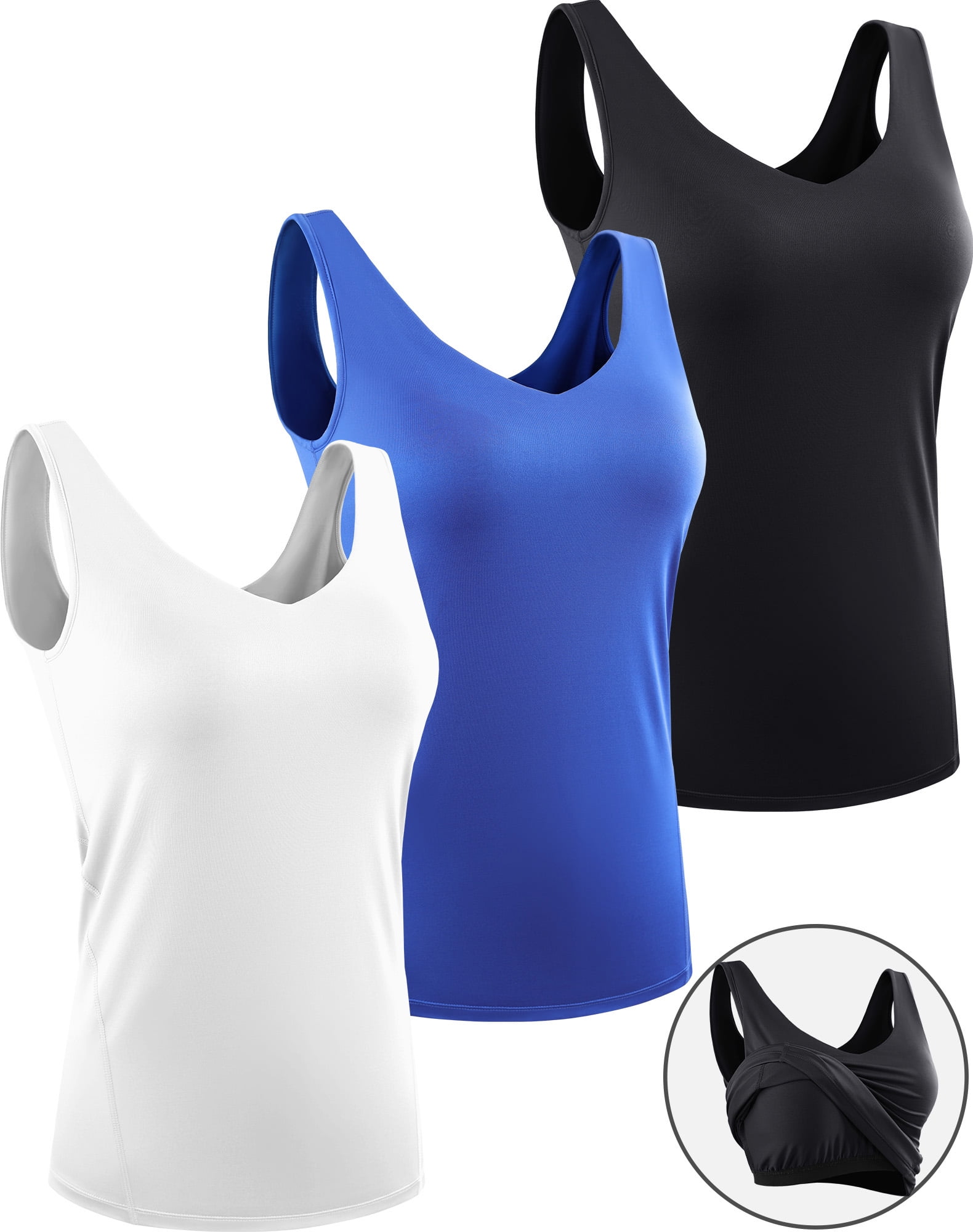 Leesechin 2PC Padded Camisole No Shelf, No Built in Bra, No