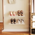 thumbnail image 4 of Gymax Ensemble de 2 Étagères en Fil Métallique Inclinées pour Chaussures avec Bord Rehaussé, 4 of 10