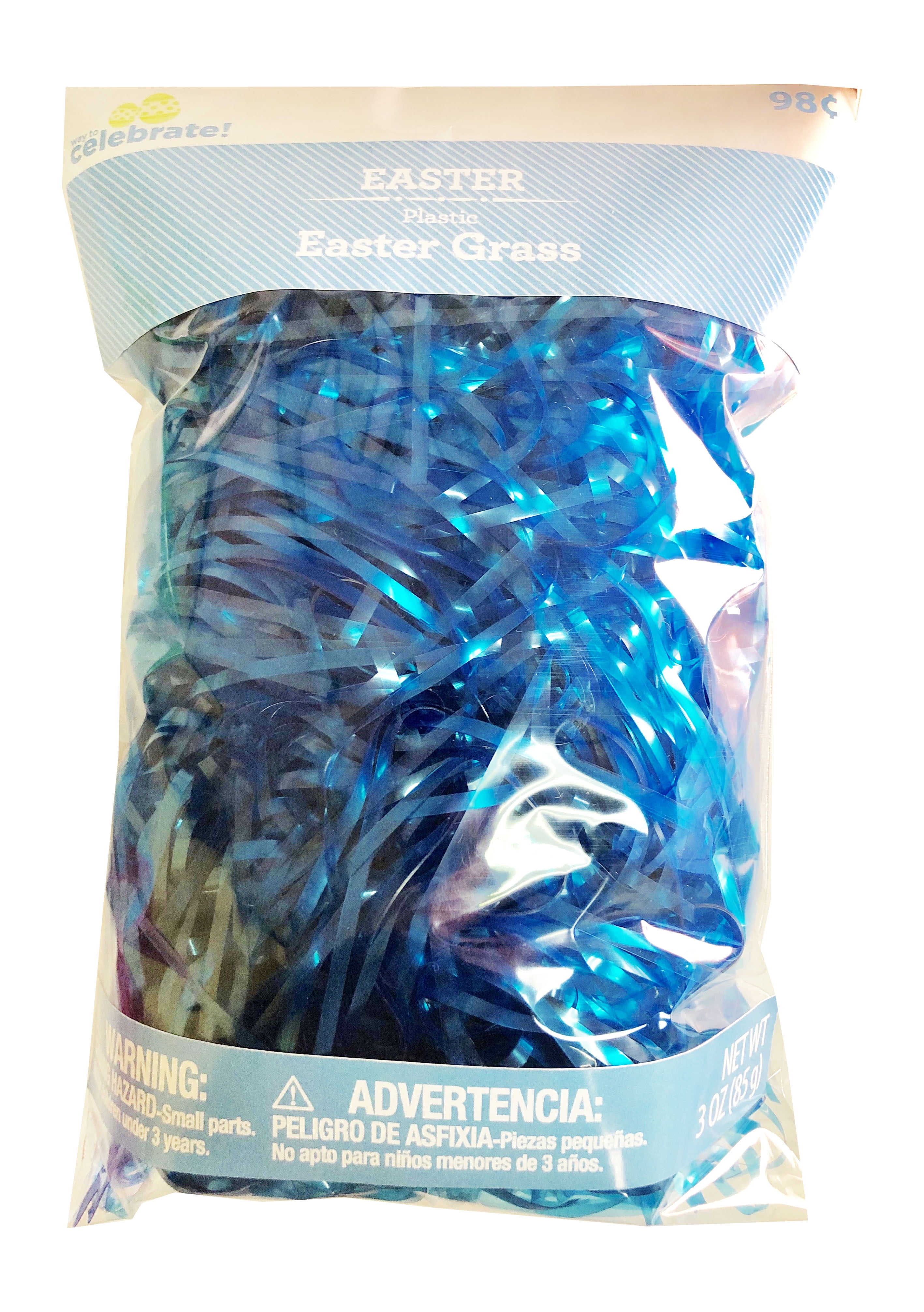 Easter Grass, Plastic, 3 oz., Blue