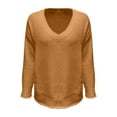 thumbnail image 3 of Lovskoo 2024 Sweaters for Women Trendy Long Sleeve Winter European American Loose Knitted V-Neck Sweater Top Coat Orange, 3 of 7