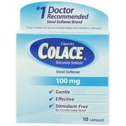 2 Pack Colace Docusate Sodium Stool Softener 100 mg 10 Capsules Each