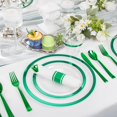 thumbnail image 2 of 350 Pcs Clear Green Plastic Plates, Clear Plates for Party,Include 50 Dinner Plates 10.25’’,50 Dessert Plates 7.5’’,50 Plastic Cups 9 OZ,50 Per Rolled Napkins with Cutlery Serve for 50 Guests, 2 of 16