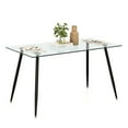 thumbnail image 1 of Gymax Modern Glass Dining Table Rectangular Dining Room Table W/Metal Legs For Kitchen Black, 1 of 10