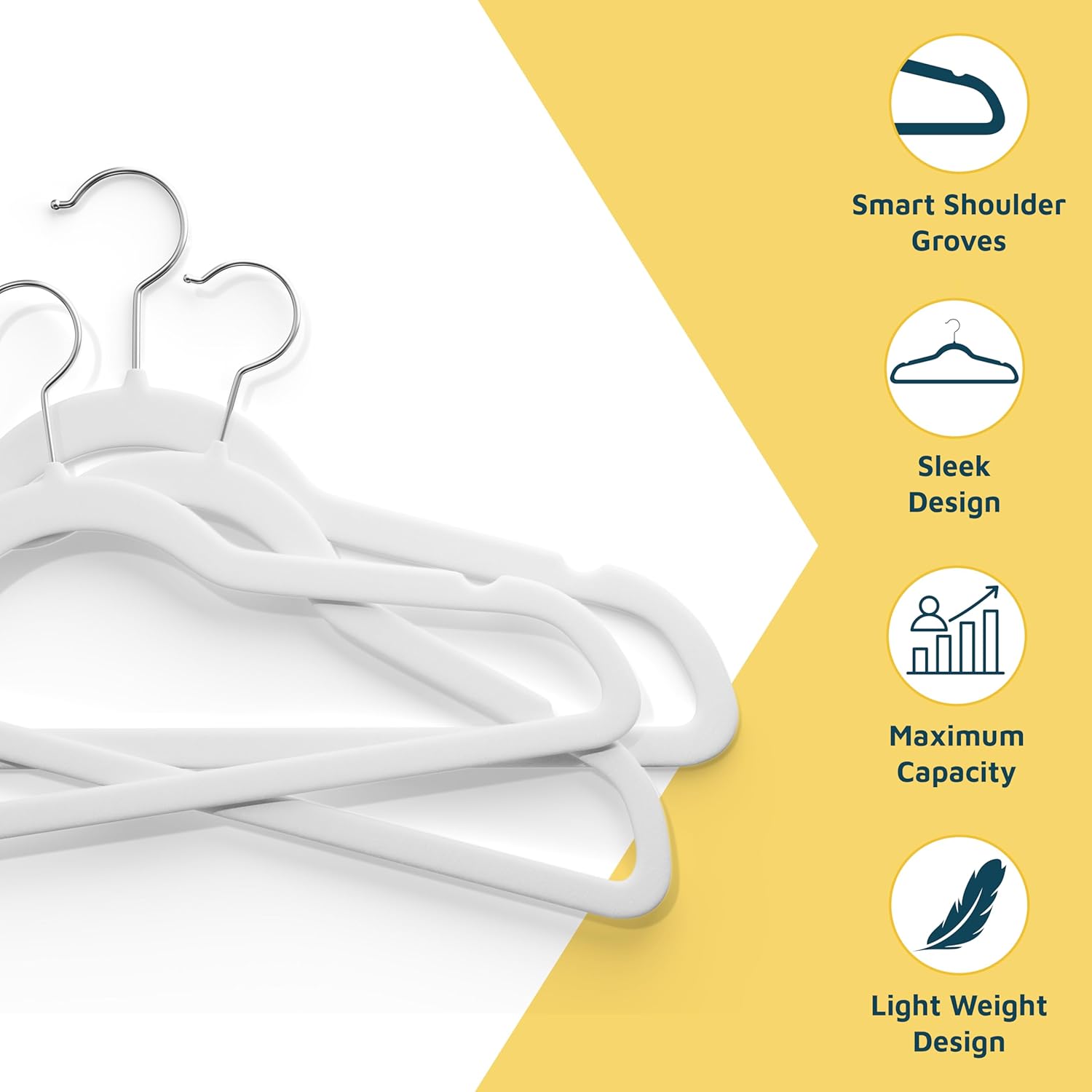 Lifemaster Velvet Clothes Hangers 5-Pack White photo 5
