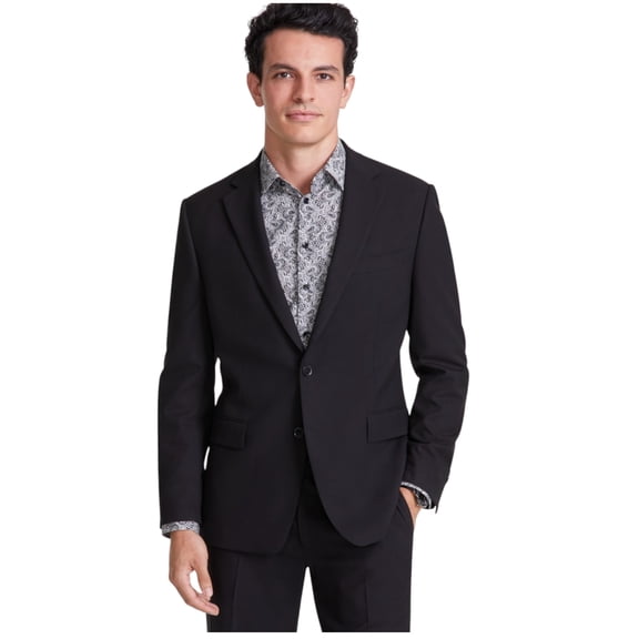 Tallia Mens Classic fit Suit Jacket Blazer 48 L Black Solid Stretch