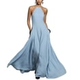 thumbnail image 3 of Laqbezok Women's Halter Neck Backless Maxi Dress, Casual Sleeveless Open Back Long Gown, Minimalist Summer Beach Sundress with Pockets, 3 of 6
