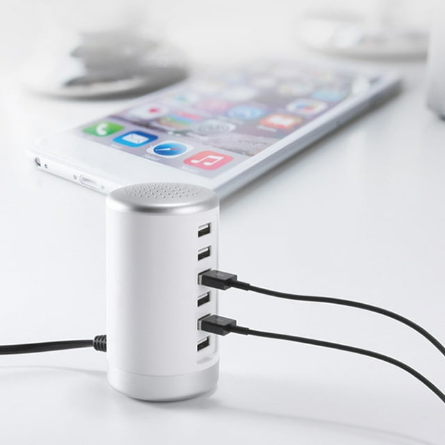 NARABB Chargeur Rapide Intelligent 6 USB 6A Multi-port USB Cylindrique, Applicable aux Téléphones Mobiles Android et iOS, MP3/MP4, Appareils Photo, Tablettes, Etc. Prise de Charge Rapide