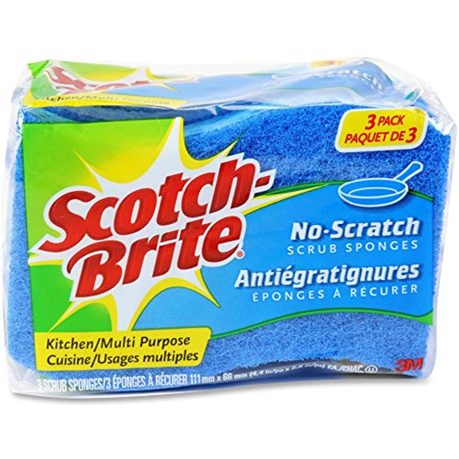 6 Pk 3M Scotch-Brite Blue Soft-Scour Scrub Sponge Pad 521 