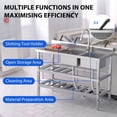 thumbnail image 4 of Garvee Double Bowl Utility Sink with Hot & Cold Faucet,Stainless Steel Kitchen Sink with Storage Shelves for Restaurant, Cafe, Bar, Hotel, Garage, Laundry Room, 4 of 7