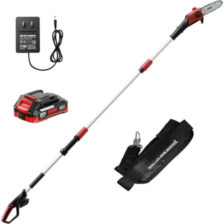 20V 8-Inch Cordless Pole Saws for Tree Trimming, Extension Up to 14.2-Ft, Lightweight Only 6.5 Lbs, Auto Oiling Electric Pole Saw Battery Powered with Battery and Charger - EK-TT2008HH