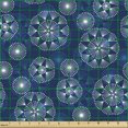 thumbnail image 2 of Ambesonne Christmas Fabric by the Yard Upholstery, Winter Pattern Snowflakes, 2 Yards, Night Blue and White, 2 of 5
